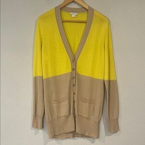 Garnet Hill lightweight cotton color block cardigan sweater M